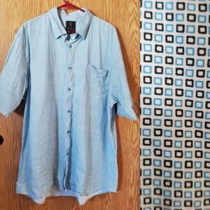 F/X Fusion light blue casual button up shirt short sleeve cotton size XXL